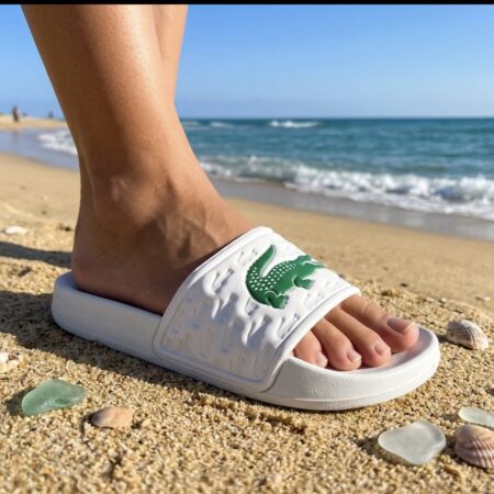 Луксозни Бели Чехли Lacoste